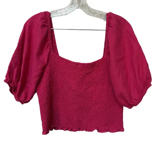 Universal Threads Universal Thread Hot Pink Puff Sleeve Crop Top L