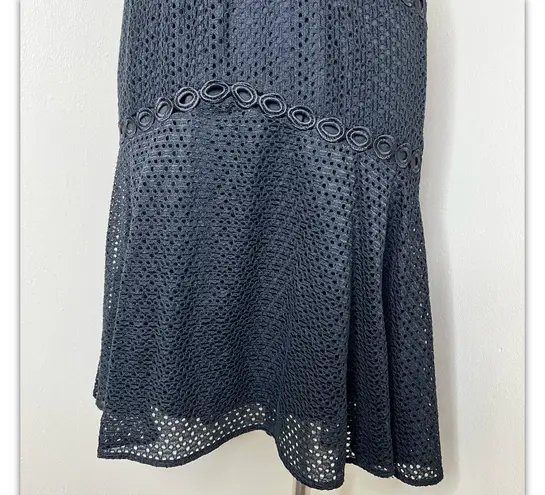 Bardot NWT Ariana Dress 6 Black Eyelet Fit & Flare High Low V-Neck Lace Casual