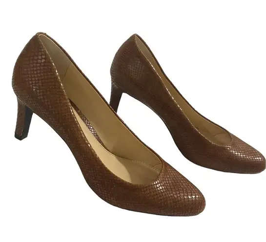 Ralph Lauren New Lauren  Harper brown snakeskin effect almond toe pumps size 8