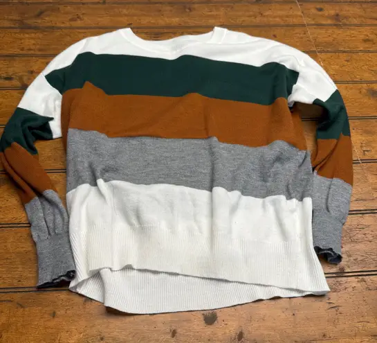 SHEIN Curve 0XL Colorblock Striped Long Sleeve Sweater Women's White Size undefined - Image 1