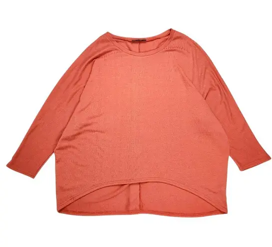 Zanzea Collection Coral Orange Tunic Top 3/4 Sleeve Hi Low Hem Size XXXXL