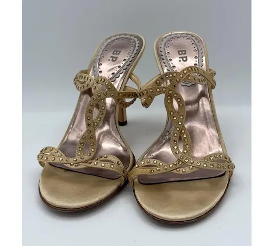B.P. Womens Size 7 Beige Studded High Heel Sandals