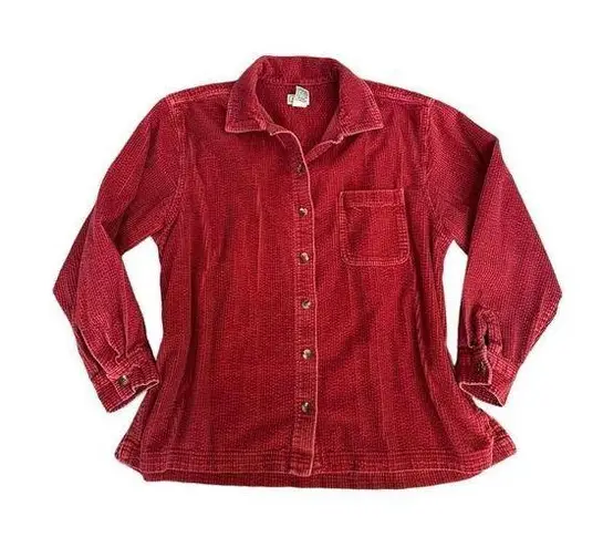 Vintage L.L. Bean Corduroy Shacket Button Up Long Sleeve Shirt Red Women’s LP Size undefined