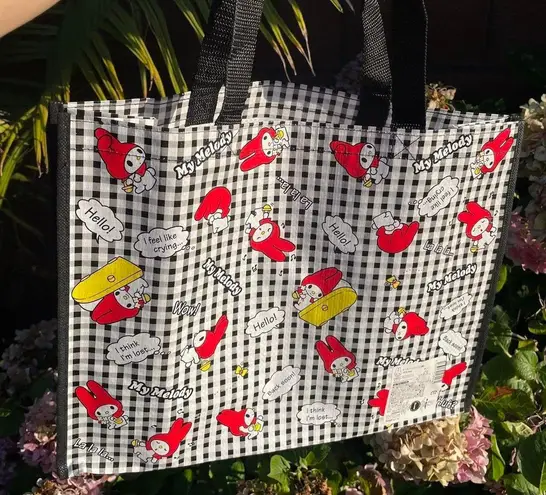 Sanrio White And Black Checkered My Melody Tote Bag