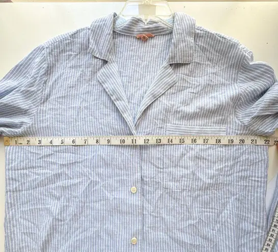 Eberjay Eberjey Long Sleeve Nautico Stripe Blue White Shirt Top Size Medium