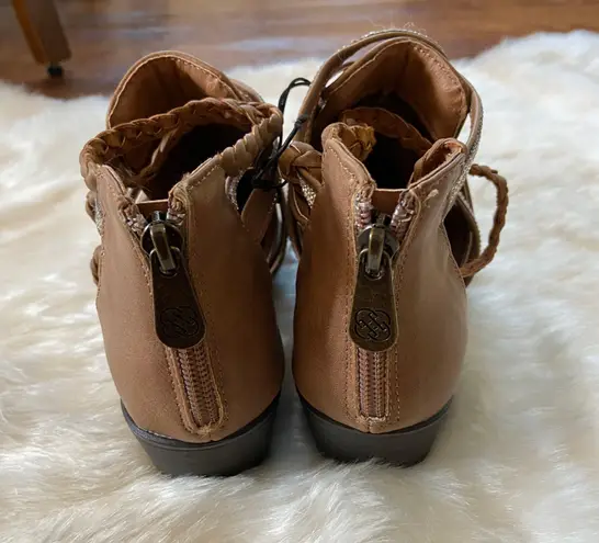 Daisy Fuentes Brown Strappy Rhinestone Cut Out Ankle Boots Size 7 17 62 Off Retail New With Tags From Aubrie