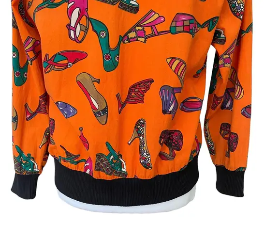 Vintage Olivia Bomber Jacket Size S 100% Cotton Orange Shoe Print Made in USA