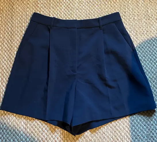 Abercrombie & Fitch  High Waisted Pleated Navy Shorts thumbnail 1