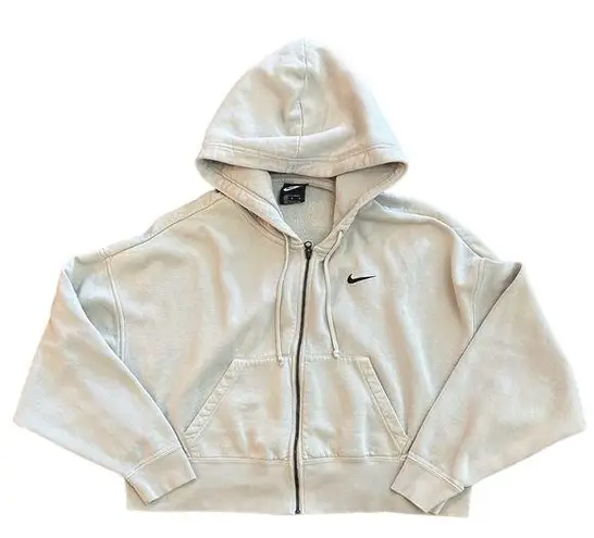  Cropped Hoodie Full Zip Tan With Black Nike Check Women’s Medium