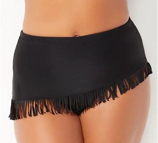 Swimsuits For All Fringe Sarong Skirt Black NEW Size 20