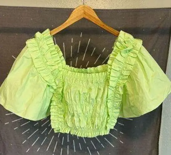 ZARA Green  Puff Sleeve Top