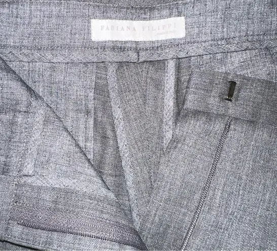 Fabiana Filippi Wool Blend Gray Beaded Hem Tapered Pants 38 MEDIUM