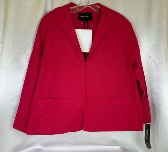 Lafayette 148  Fuchsia Wing Lapel Long Sleeve Blazer hook & eye closure size 8 🆕