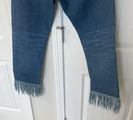 3x1  Lima Crop straight leg fringe high rise jeans