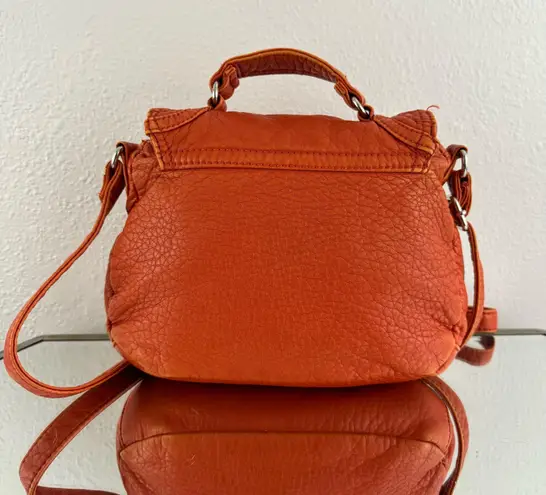 GAL Orange Faux Leather Retro Flap Over Dual Buckle Crossbody Saddle Bag Purse