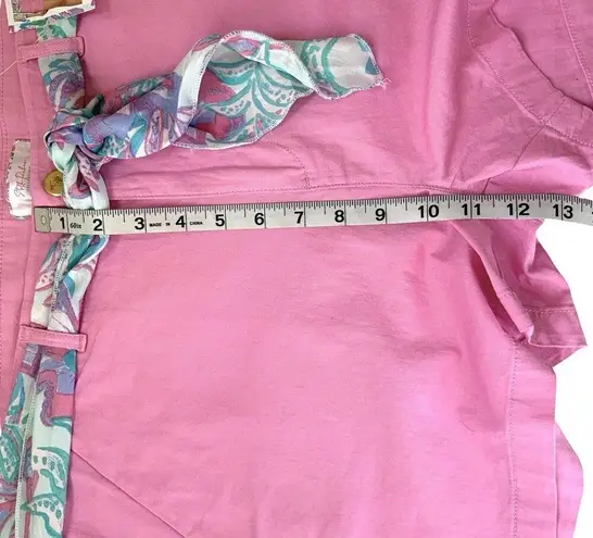 Stella Parker Women's Stylish Belted Short w/ Printed Waist Scarf Pink Size 12