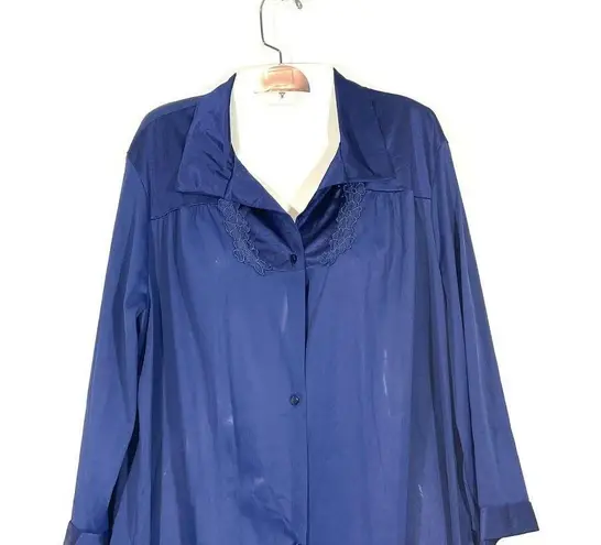 Vanity Fair Vintage Antron Nylon Button Up Robe Dressing Night Gown Large