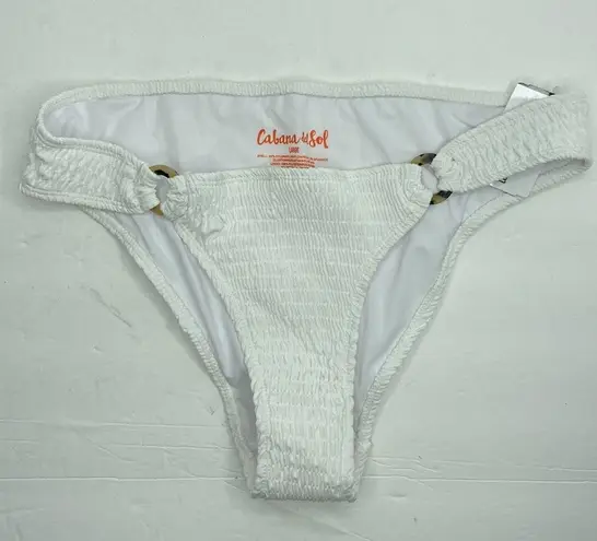 Cabana Del Sol Women’s White Smocked Bikini Bottoms Size Large NWT