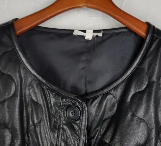 Mimosa Womens Jacket Size M Black PU Leather Quiltted Oversized Patch Pockets Size M