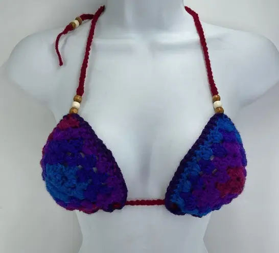 Handmade Napper brand granny square string bikini top halter adjustable crochet Purple Size undefined