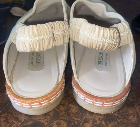 Jean Paul Barriol Suede Sling Back Loafers in Off White