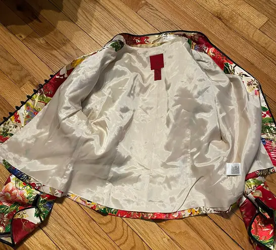 JS Collections Funky Bright Floral Shiny Formal Evening Cover Silk Vintage