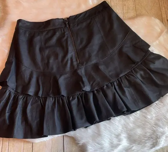 Walter Baker Marni Ruffled Leather Mini Skirt