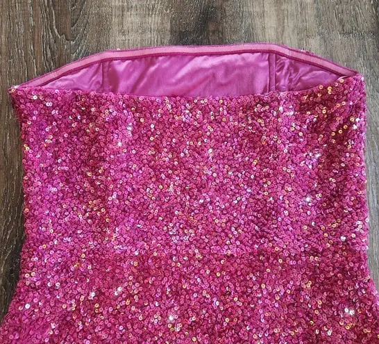 Retrofete Heather Sequin Dress in Hot Pink Strapless Mini Size Medium NWT