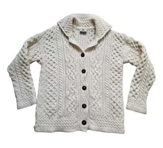 Carraigdonn Cable Knit Soft Merino Wool Grandpa Cardigan Women Medium Cream Size undefined