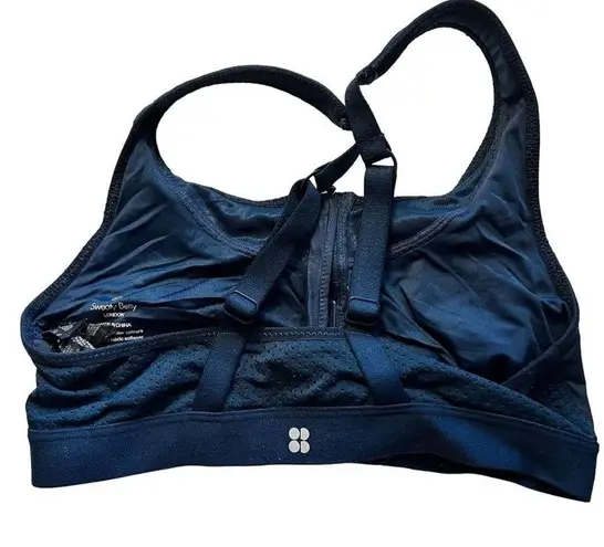 Sweaty Betty  Ultra Zip front blue sports bra Size 34A