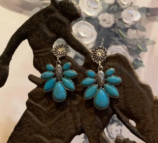 Western Earrings Blue