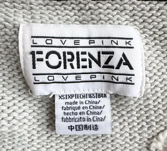Forenza Victorias Secret Pink X Gray White Large Logo Y2K Sweater V-Neck Sz XS