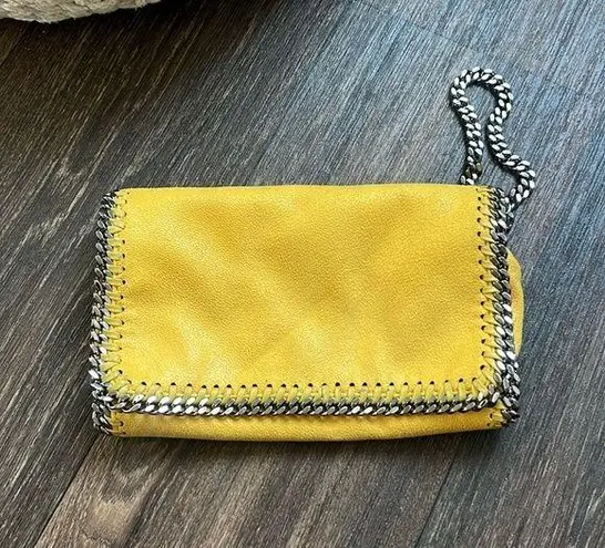 Stella McCartney ‘Falabella Shaggy Deer Faux Leather Chain Crossbody Bag Yellow
