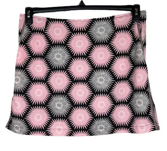 Golftini SZ 10 Nine and Wine Skort Geometric Pockets Stretch Slits Briefs Pink