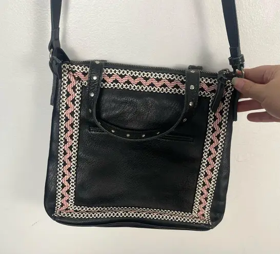 The Sak collective black/blue/pink square crossbody trompe L’Oeil Kendall bag
