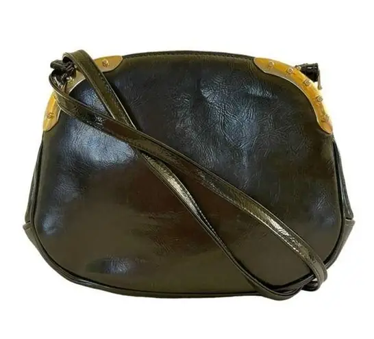 Vintage Meyers Black Leather Studded Satchel Shoulder Bag Purse