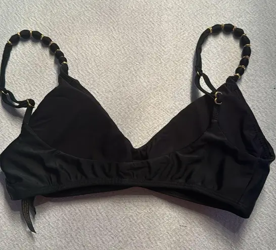 VIX Swimwear Li Solid Breaded Bikini Top, Black, Large, $126 Gold