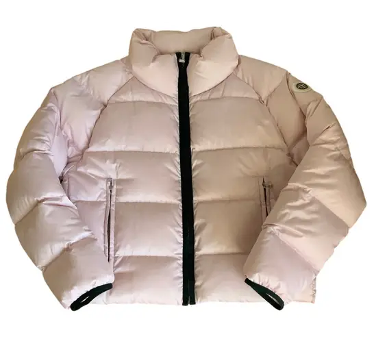 Tory Sport Cropped Performance Satin Down Jacket in pastel pink size small