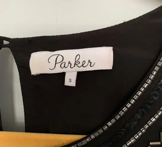 Parker Black Sequin Beaded Mini cocktail Party Dress
