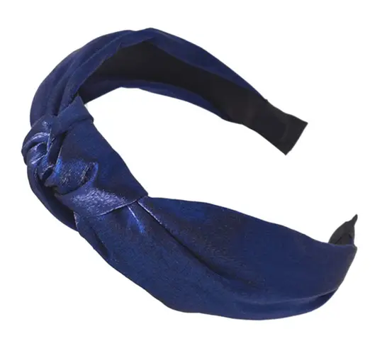 Bundle of 2 Twist Wrap Satin Headbands in Yellow and Navy NWOT Blue