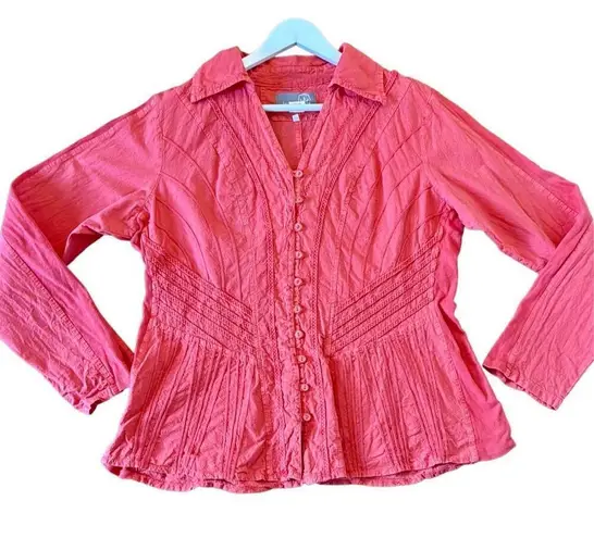 Inca Cottonāmade in Peru orange cotton seamed blouse XL