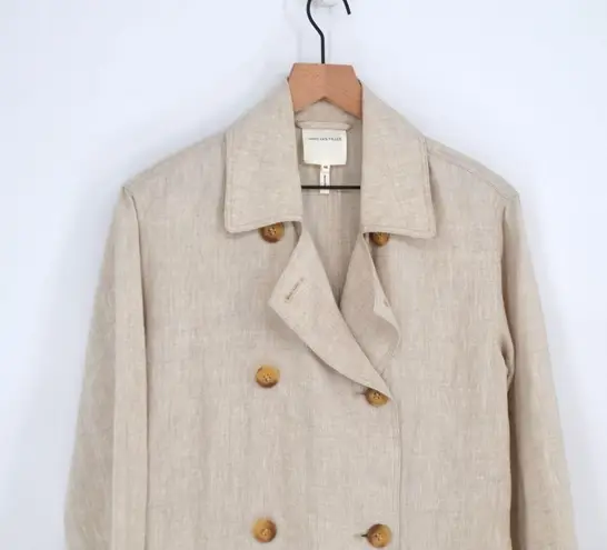 Avec Les Filles Oversized Long Linen Trench Coat Cream Tan Women's XS