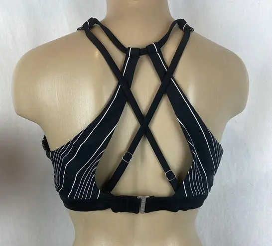 Athleta  Black & White Striped Bikini Swim Bathing Suit Top 36 B/C