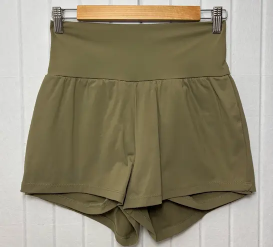 Halara High-Waisted Olive Green Yoga Shorts Size M
