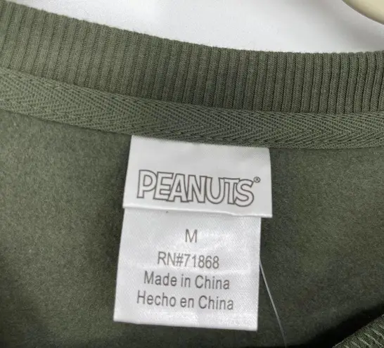 PEANUTS SNOOPY FLEECE FEEL LINING GREEN WITH WHITE GRAPHIC LONG SLEEVE MEDIUM