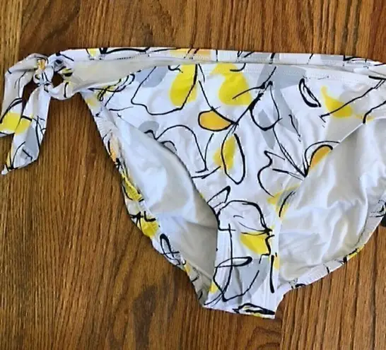 Jantzen NEW NWT  White Yellow Gray Black Floral Tie Knot Y2K Bikini BOTTOM 14