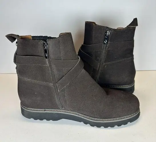 Donald Pliner Captain Boots Leather & Suede Buckle Booties Size 10 Brown