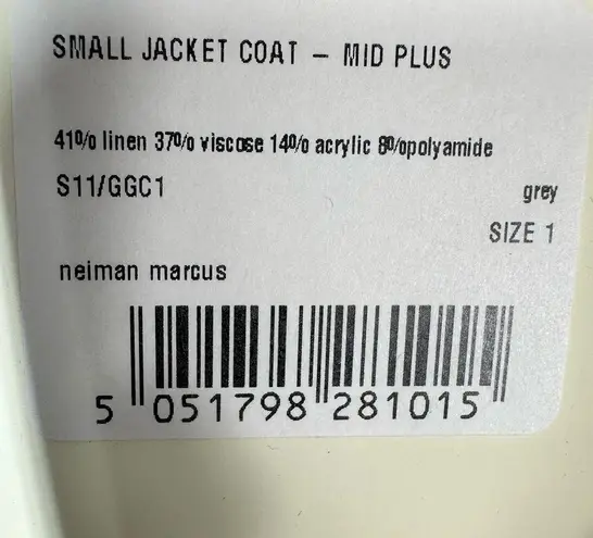 Eskandar Linen Open Cardigan Mid Plus Jacket Coat Size 1 Large grey