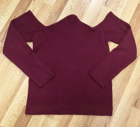 Eloquii Burgundy Red Off The Shoulder Top Sweater Ribbed Long Sleeve Size 22 24