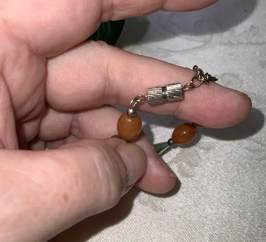 Carnelian Burnt Orange Gemstone Crystal & Silver Bracelet 7”